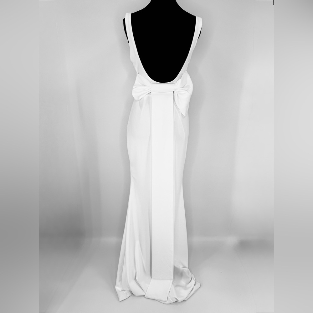 Lulus Loving Fate White Bow Square Neck Backless Maxi Long Dress, Size S, NWOT - Picture 8 of 15